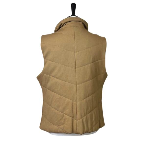 Coldwater Creek Quilted Vest Zip Front Pockets High Collar Tan Women's Size PXL - Picture 2 of 12